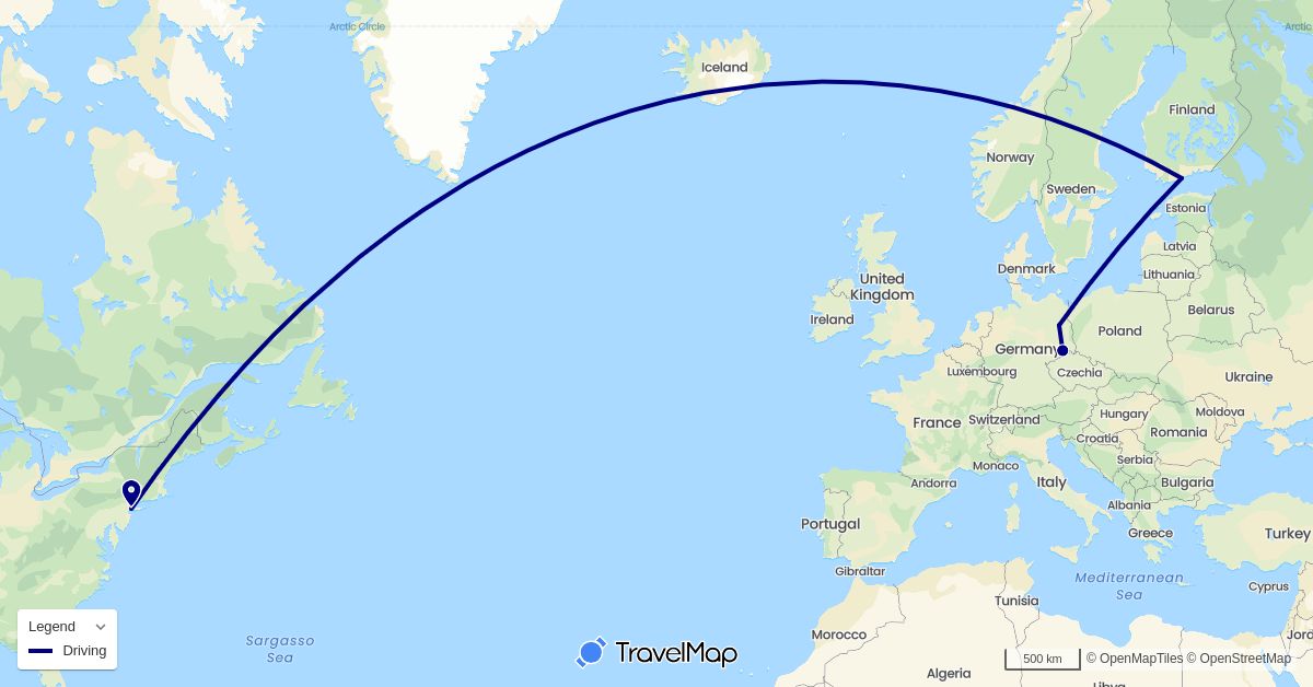 TravelMap itinerary: driving in Germany, Finland, United States (Europe, North America)